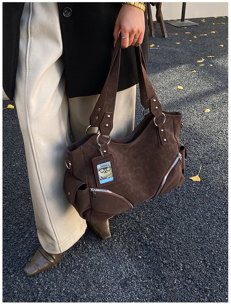 Women's PU Leather Multi Zip Shoulder Bag detail 18