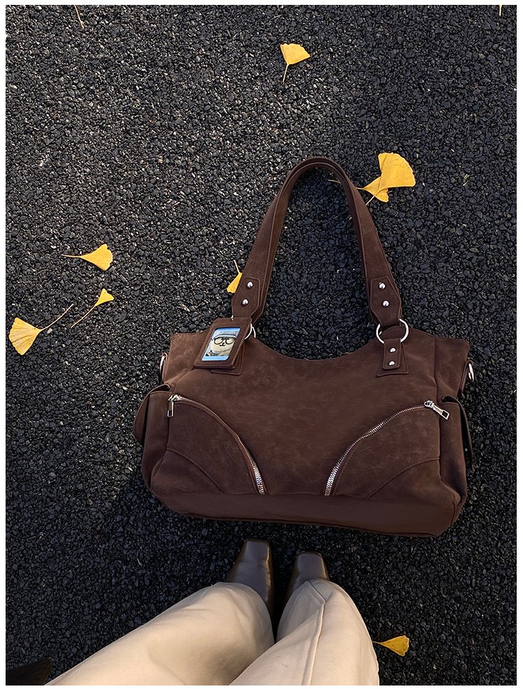 Women's PU Leather Multi Zip Shoulder Bag detail 38
