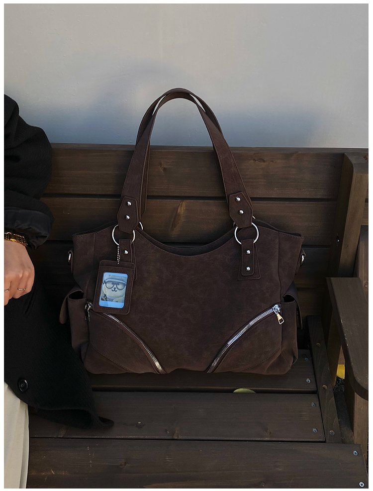 Women's PU Leather Multi Zip Shoulder Bag detail 39