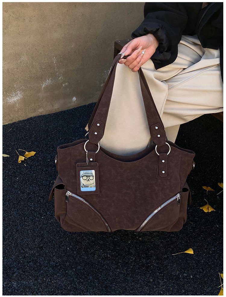 Women's PU Leather Multi Zip Shoulder Bag detail 40