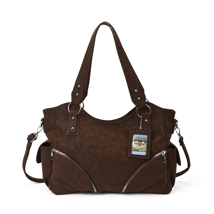 Women's PU Leather Multi Zip Shoulder Bag view 1