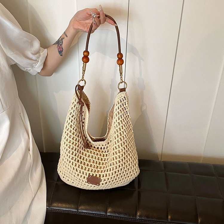 Women's PU Leather Openwork Woven Hobo Shoulder Bag view 2