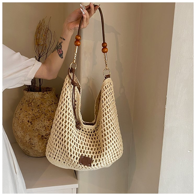 Women's PU Leather Openwork Woven Hobo Shoulder Bag detail 1