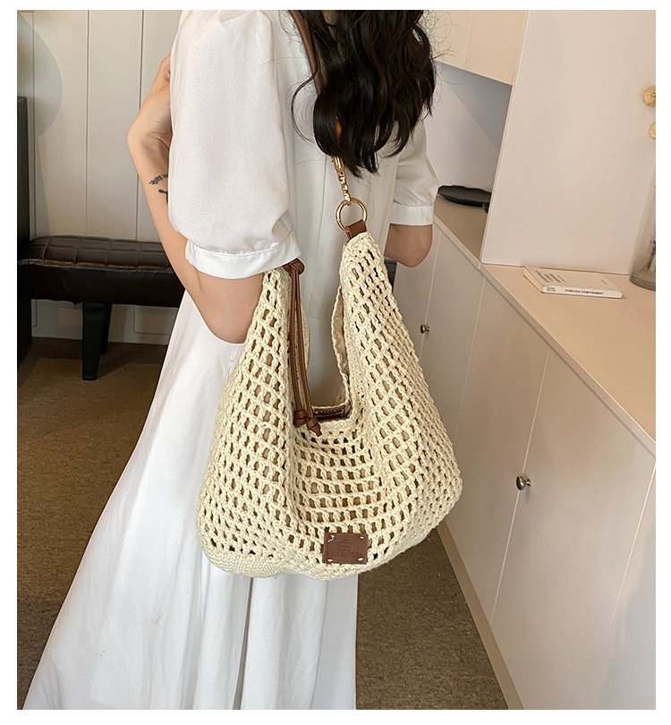 Women's PU Leather Openwork Woven Hobo Shoulder Bag detail 2