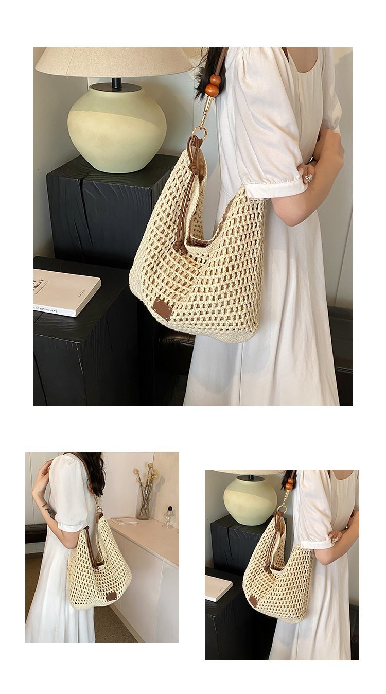 Women's PU Leather Openwork Woven Hobo Shoulder Bag detail 4