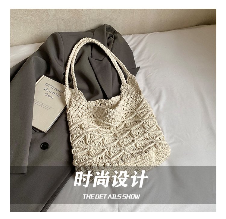 Women's Knit Openwork Woven Hobo Shoulder Bag detail 10