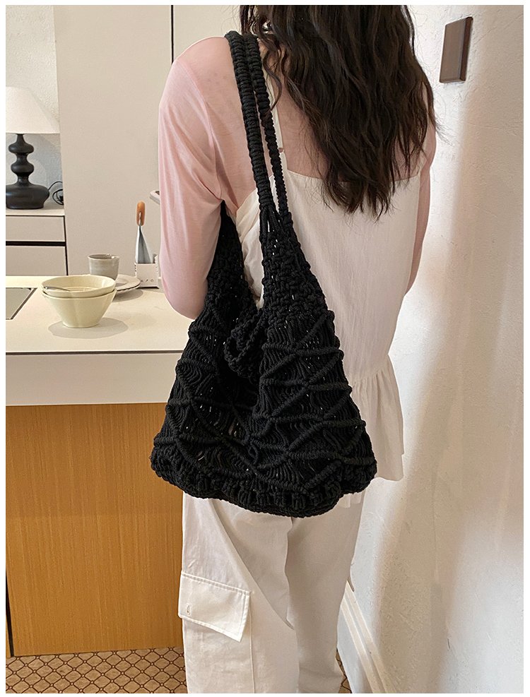 Women's Knit Openwork Woven Hobo Shoulder Bag detail 19