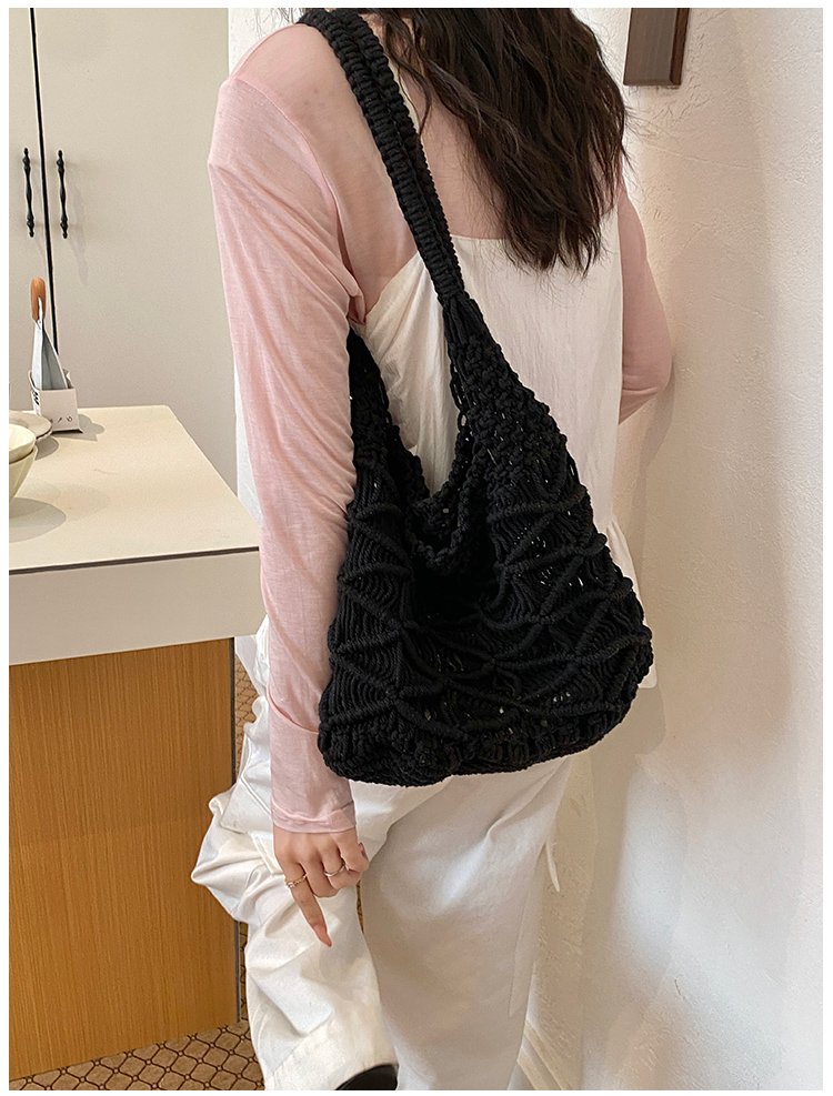 Women's Knit Openwork Woven Hobo Shoulder Bag detail 20