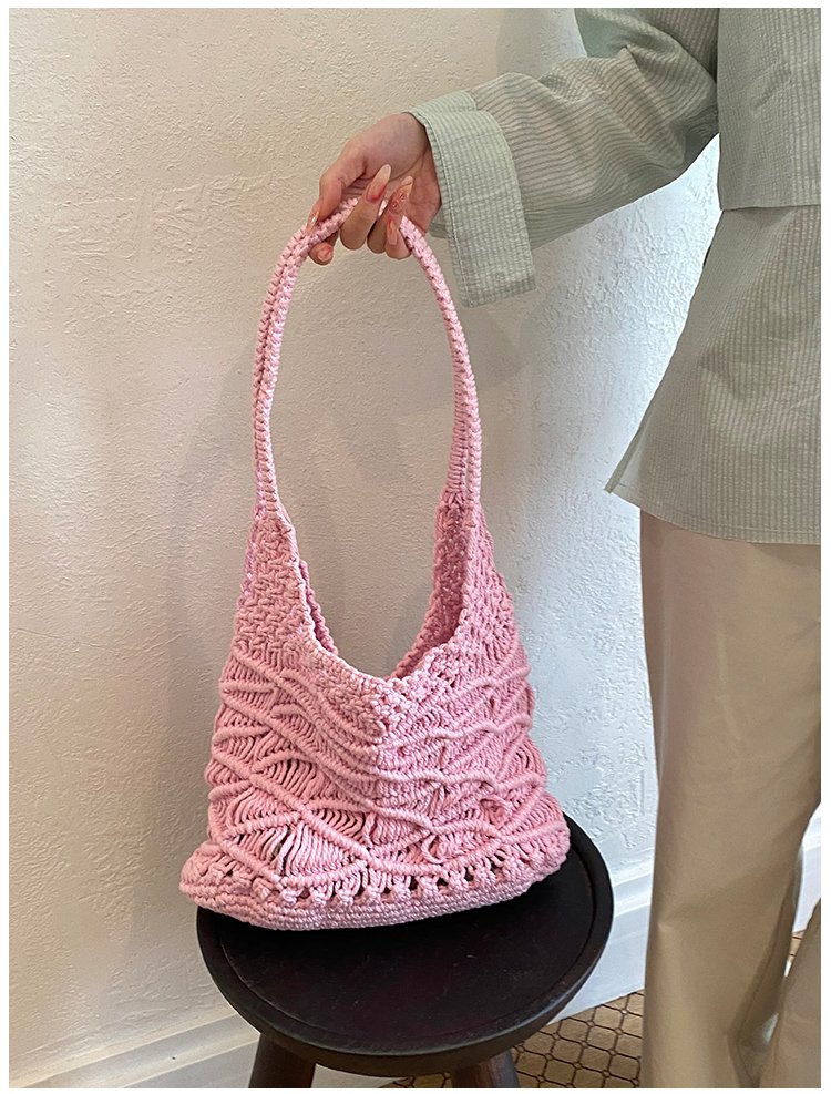 Women's Knit Openwork Woven Hobo Shoulder Bag detail 33