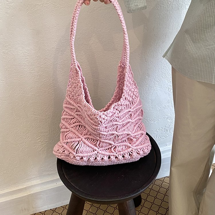 Women's Knit Openwork Woven Hobo Shoulder Bag view 1