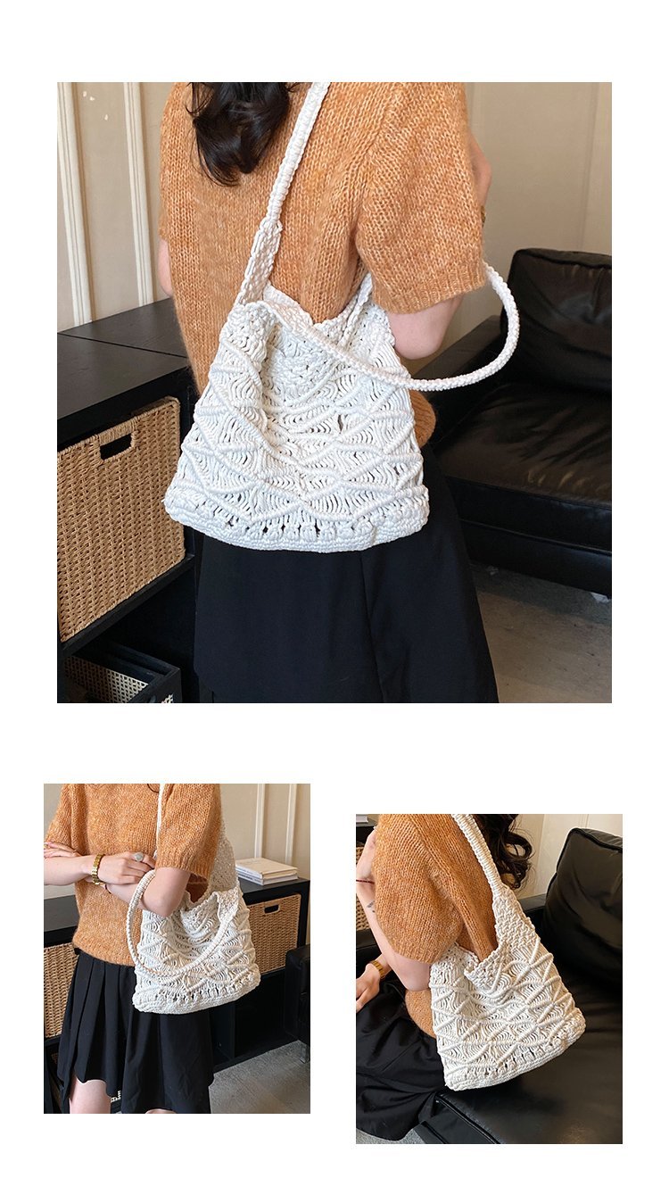 Women's Knit Openwork Woven Hobo Shoulder Bag detail 5