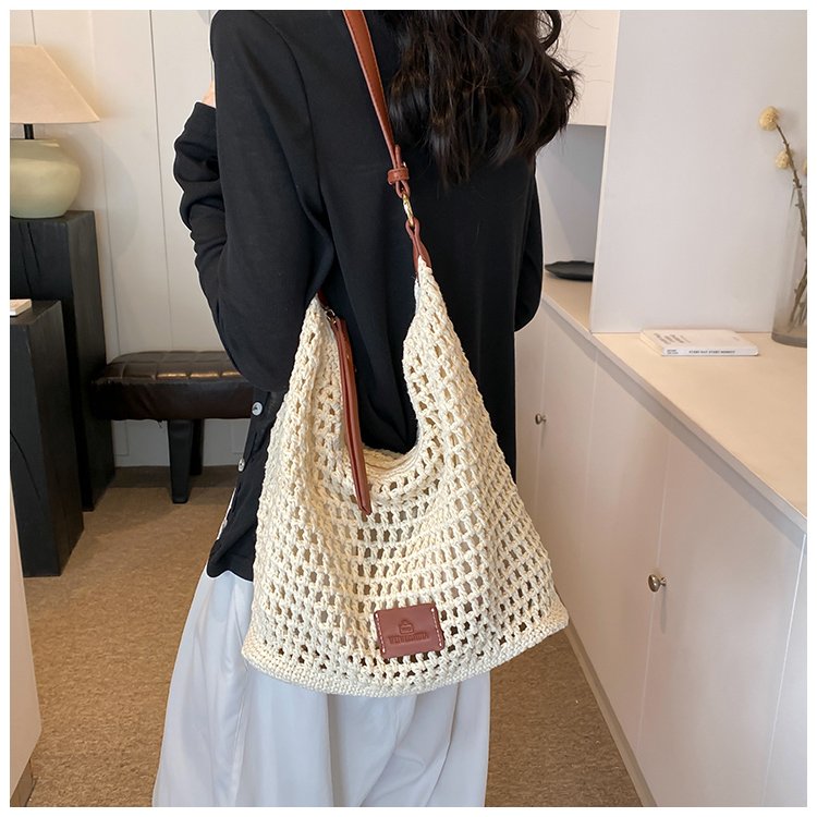 Women's PU Leather Openwork Woven Shoulder Bag view 2