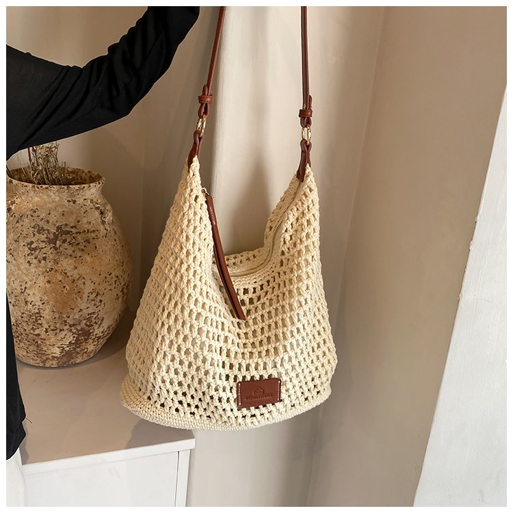 Women's PU Leather Openwork Woven Shoulder Bag detail 9