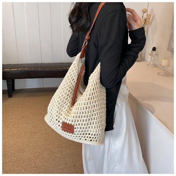 Women's PU Leather Openwork Woven Shoulder Bag detail 12