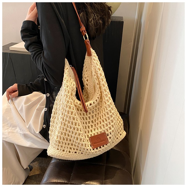 Women's PU Leather Openwork Woven Shoulder Bag detail 30
