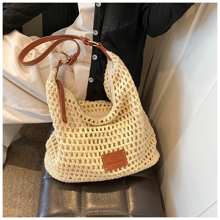 Women's PU Leather Openwork Woven Shoulder Bag detail 34