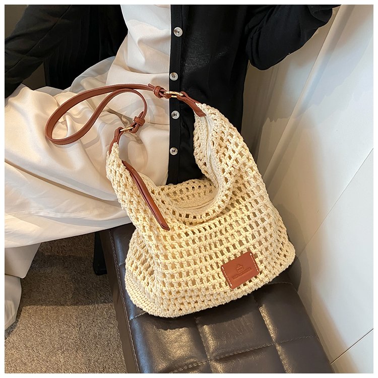 Women's PU Leather Openwork Woven Shoulder Bag detail 35