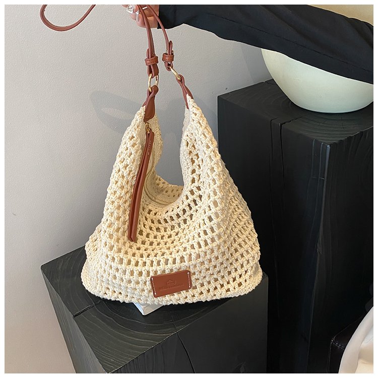 Women's PU Leather Openwork Woven Shoulder Bag detail 36