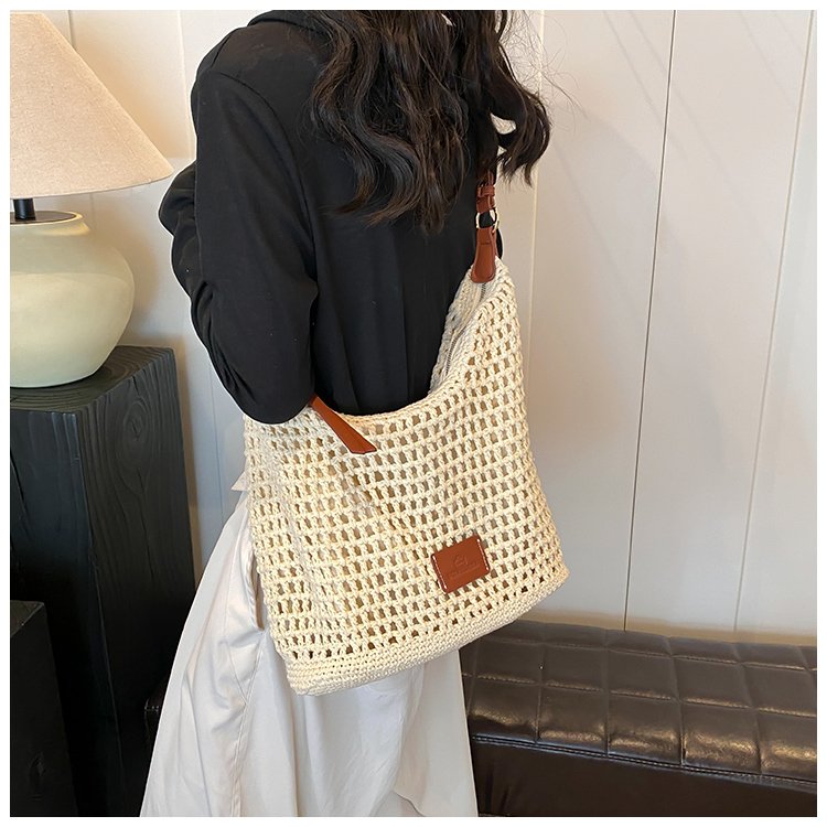 Women's PU Leather Openwork Woven Shoulder Bag detail 38
