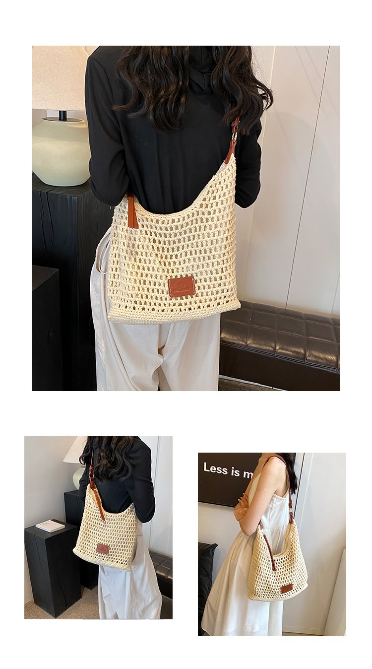 Women's PU Leather Openwork Woven Shoulder Bag detail 3