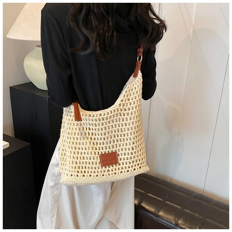 Women's PU Leather Openwork Woven Shoulder Bag detail 39