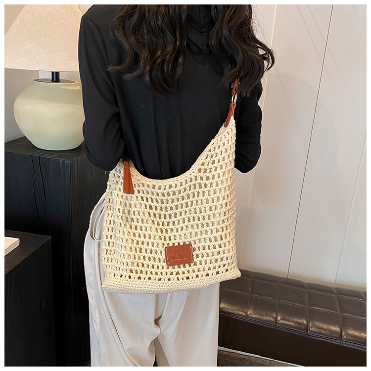 Women's PU Leather Openwork Woven Shoulder Bag detail 40