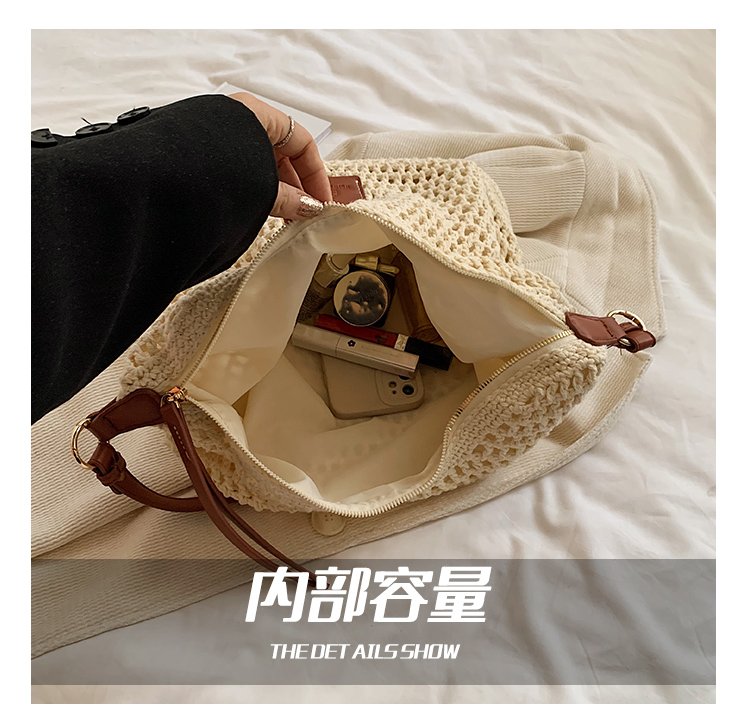 Women's PU Leather Openwork Woven Shoulder Bag detail 5