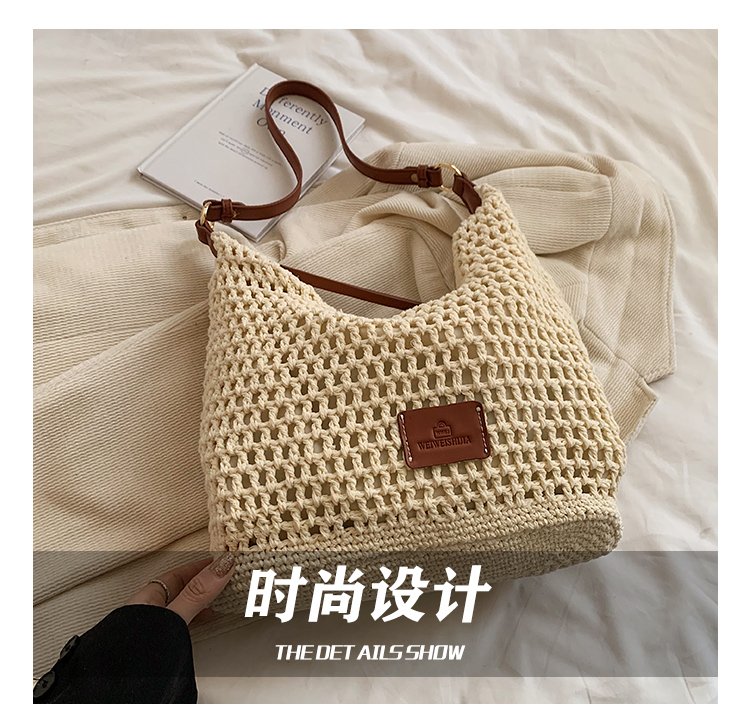 Women's PU Leather Openwork Woven Shoulder Bag detail 7