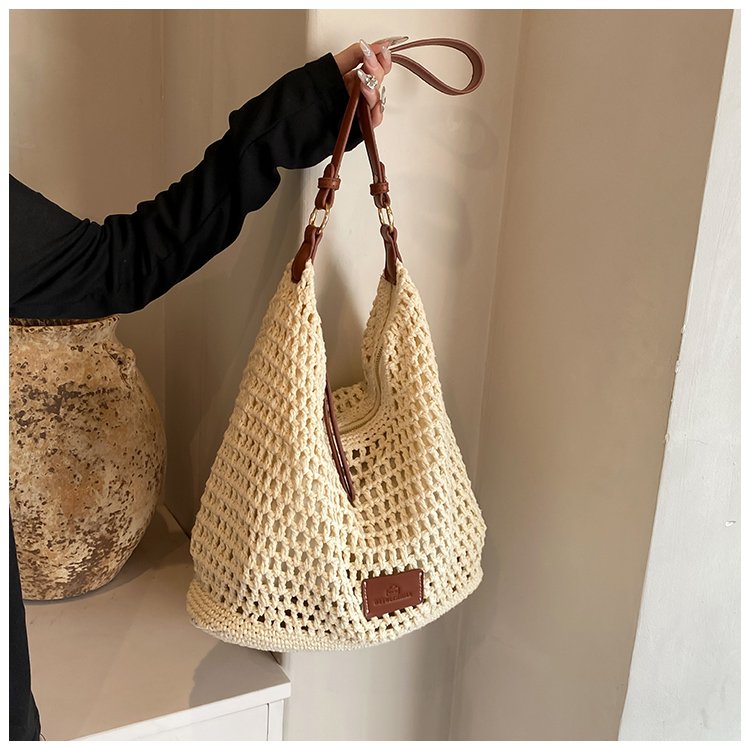 Women's PU Leather Openwork Woven Shoulder Bag detail 8