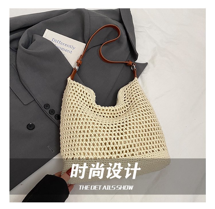 Women's PU Leather Openwork Woven Tote Bag detail 9