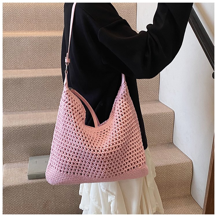 Women's PU Leather Openwork Woven Tote Bag detail 11