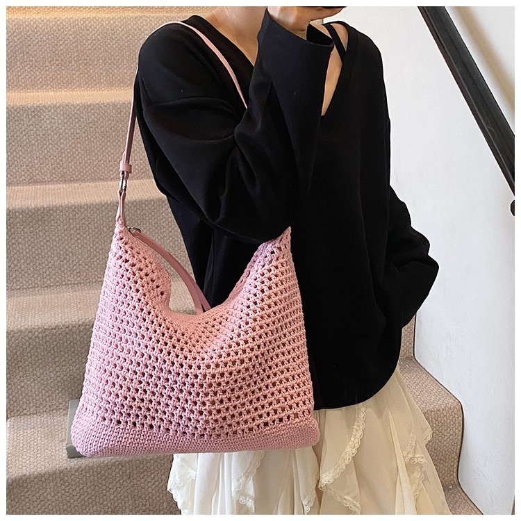 Women's PU Leather Openwork Woven Tote Bag detail 13