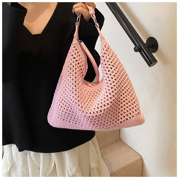 Women's PU Leather Openwork Woven Tote Bag detail 14
