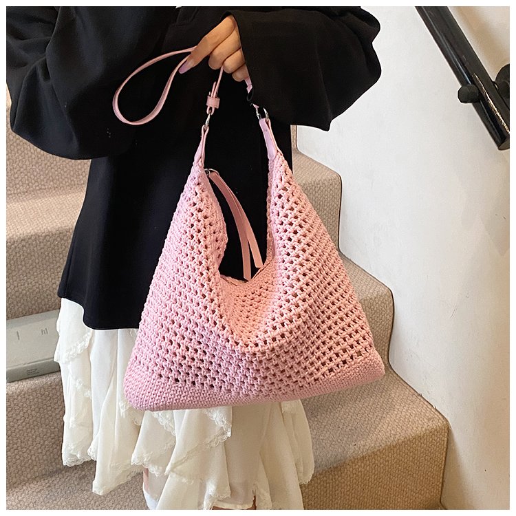 Women's PU Leather Openwork Woven Tote Bag detail 16
