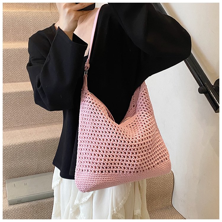 Women's PU Leather Openwork Woven Tote Bag detail 18
