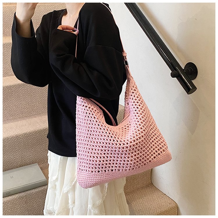 Women's PU Leather Openwork Woven Tote Bag detail 19