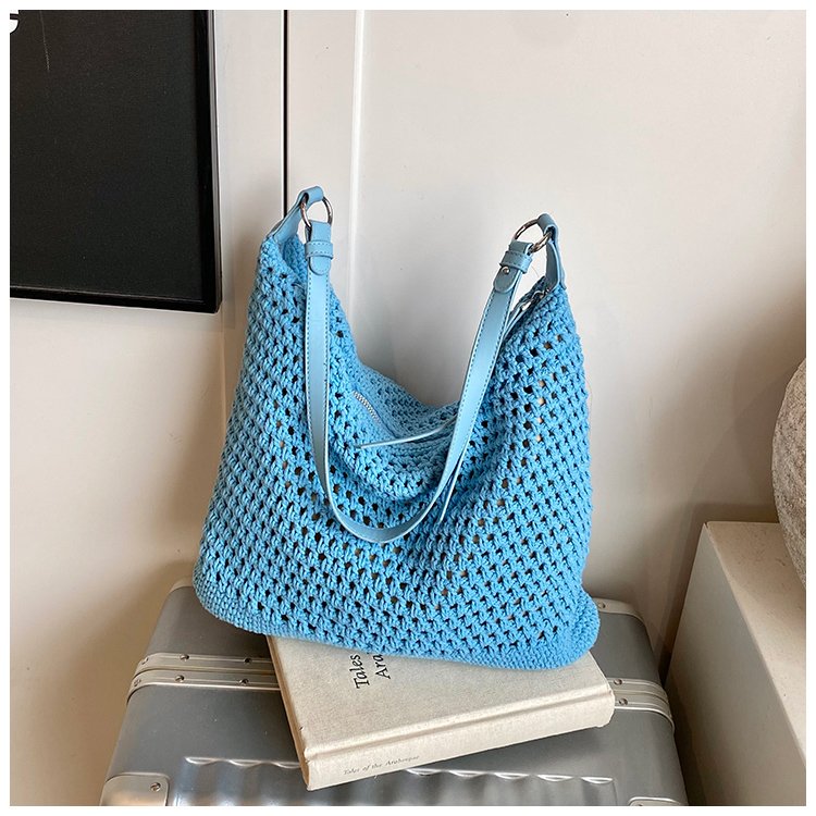 Women's PU Leather Openwork Woven Tote Bag detail 20