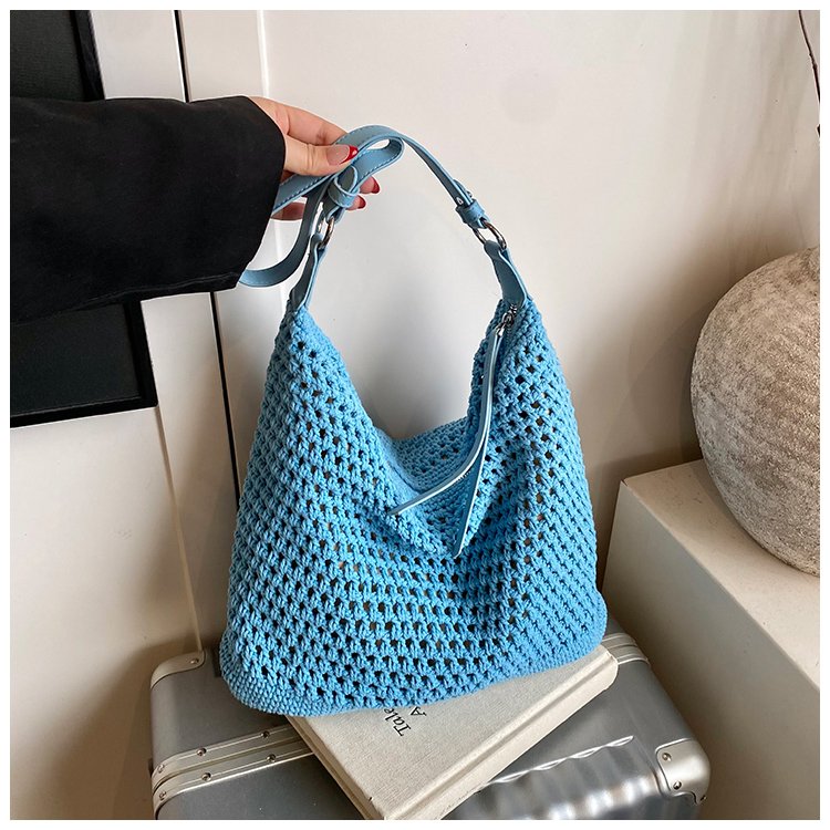 Women's PU Leather Openwork Woven Tote Bag detail 21
