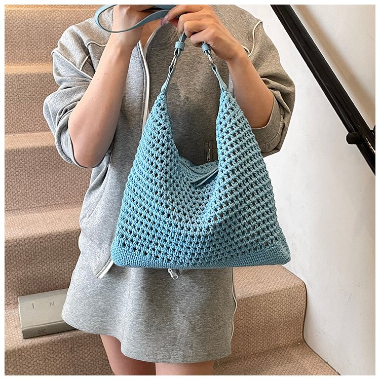Women's PU Leather Openwork Woven Tote Bag detail 22