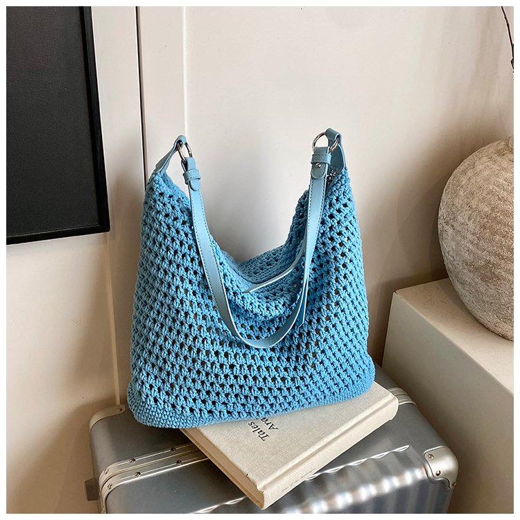 Women's PU Leather Openwork Woven Tote Bag detail 23