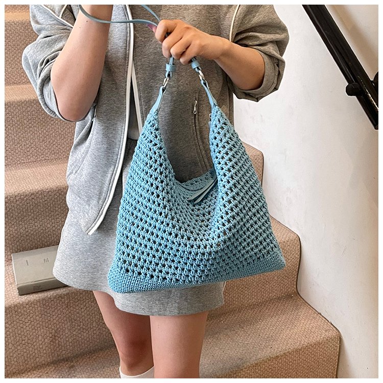 Women's PU Leather Openwork Woven Tote Bag detail 24