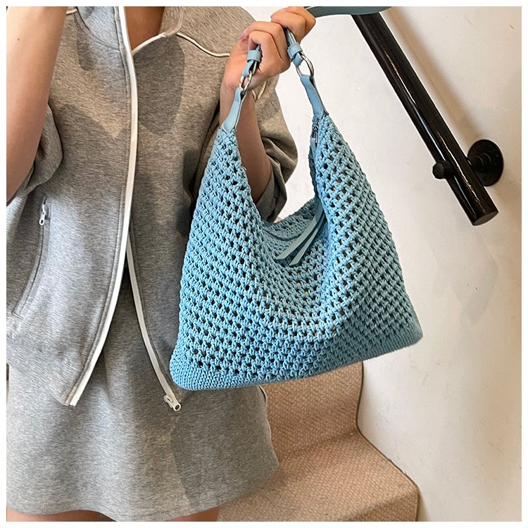 Women's PU Leather Openwork Woven Tote Bag detail 25