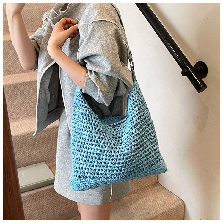 Women's PU Leather Openwork Woven Tote Bag detail 26