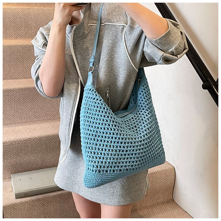 Women's PU Leather Openwork Woven Tote Bag detail 27
