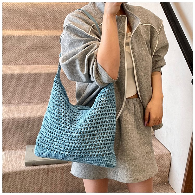 Women's PU Leather Openwork Woven Tote Bag detail 28