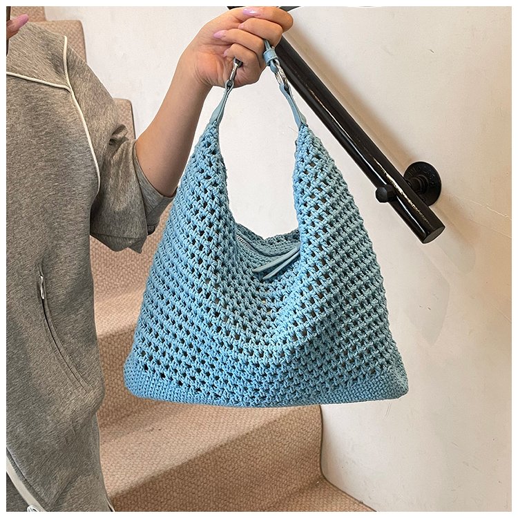 Women's PU Leather Openwork Woven Tote Bag detail 29