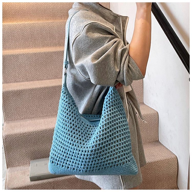 Women's PU Leather Openwork Woven Tote Bag detail 30