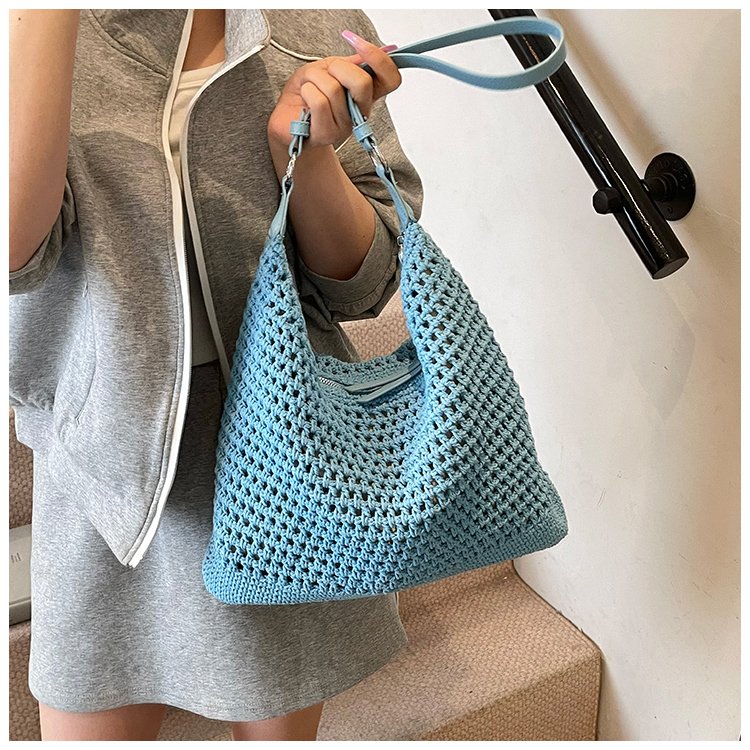 Women's PU Leather Openwork Woven Tote Bag detail 32