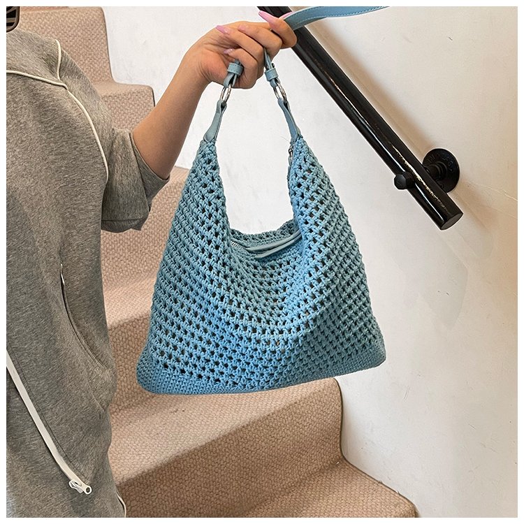 Women's PU Leather Openwork Woven Tote Bag detail 33