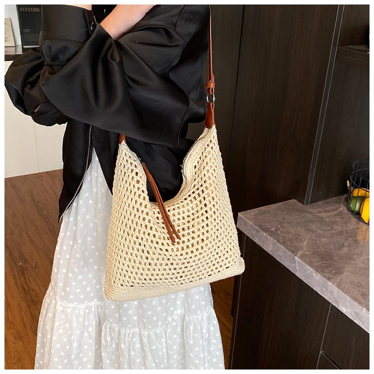 Women's PU Leather Openwork Woven Tote Bag detail 39